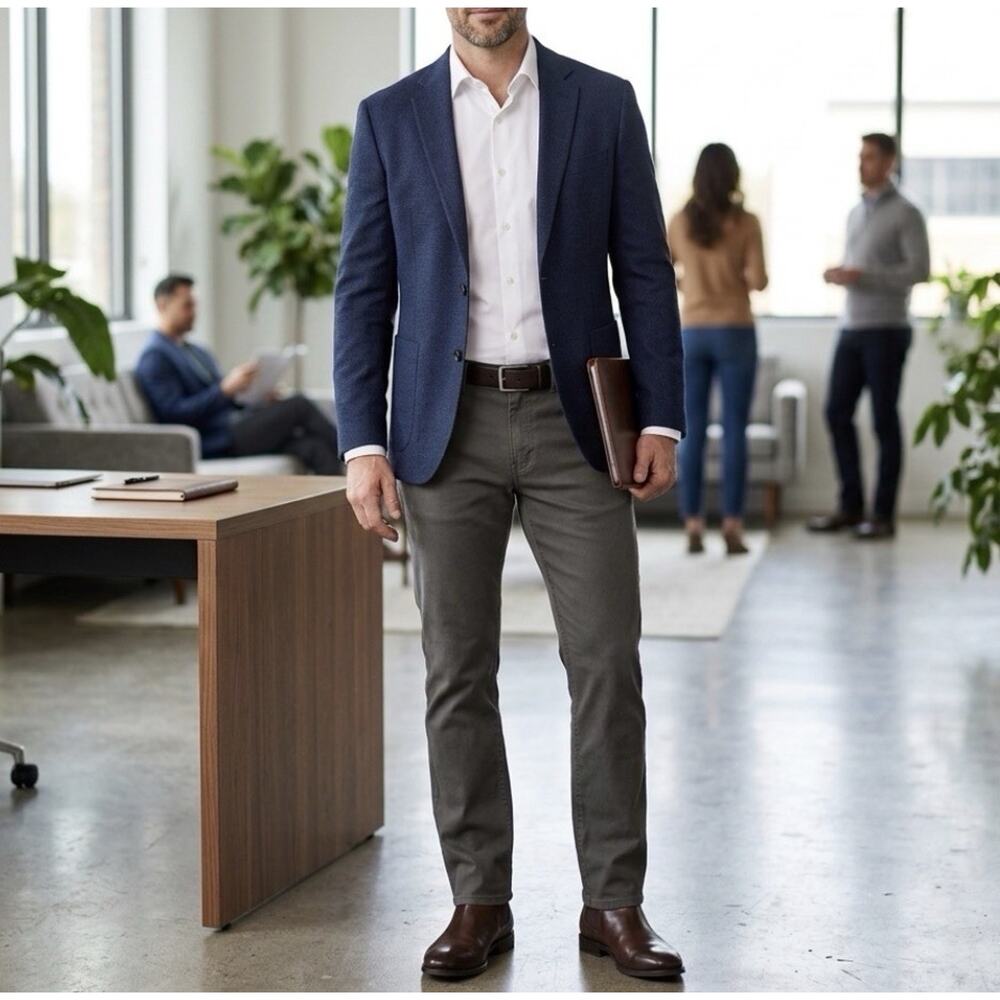 English Laundry 4-Way Stretch Straight Fit Twill Pants, Charcoal Gray 38x32